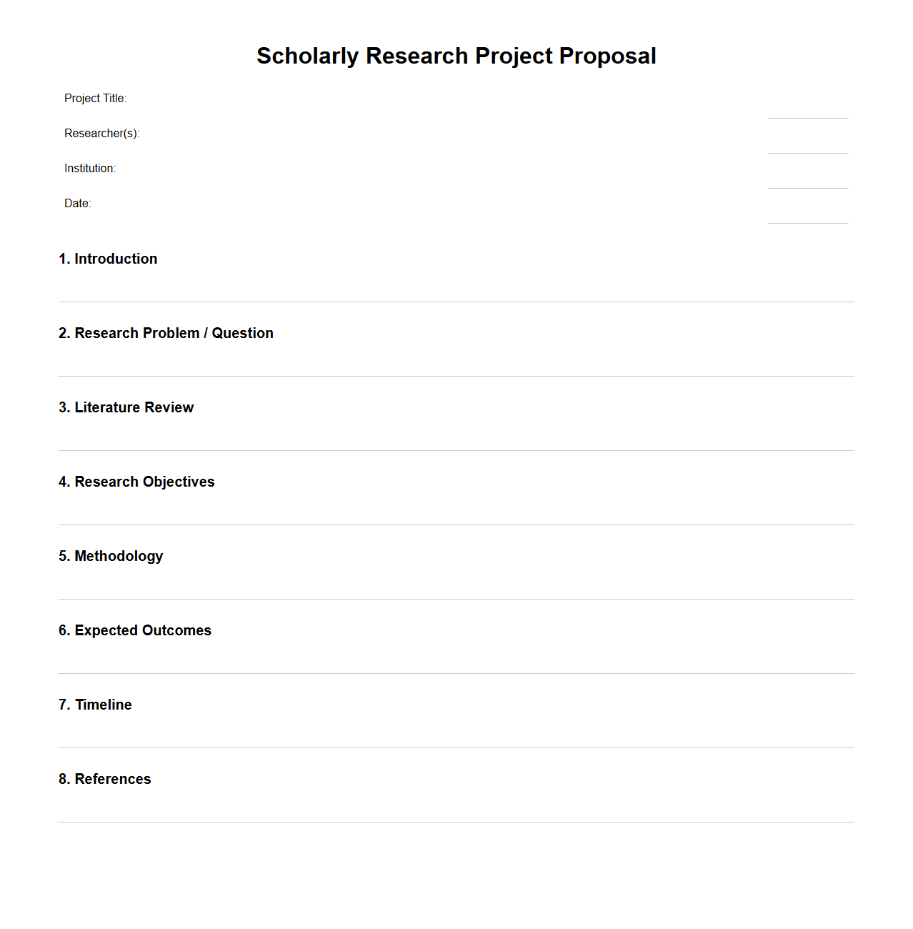 Scholarly Research Project Proposal Layout