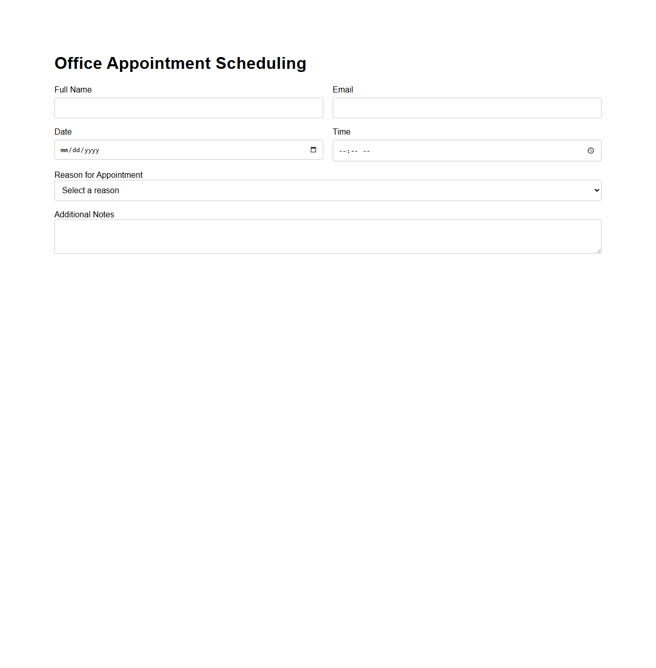 Simple Appointment Scheduling Template for Offices