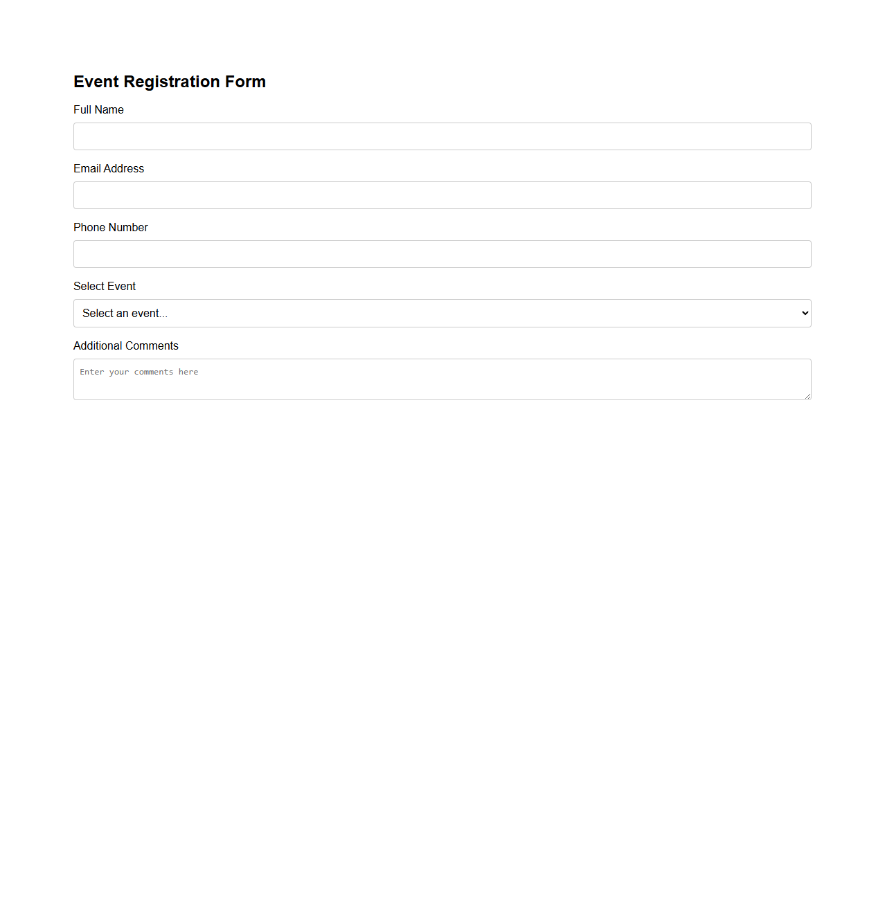 Simple Event Registration Form Template