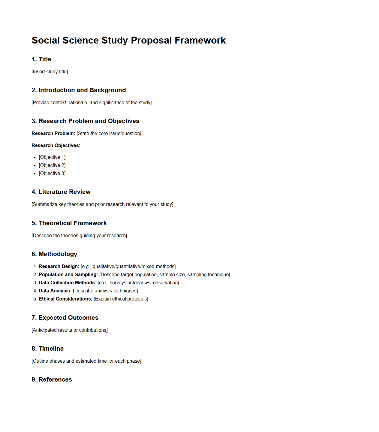 Social Science Study Proposal Framework