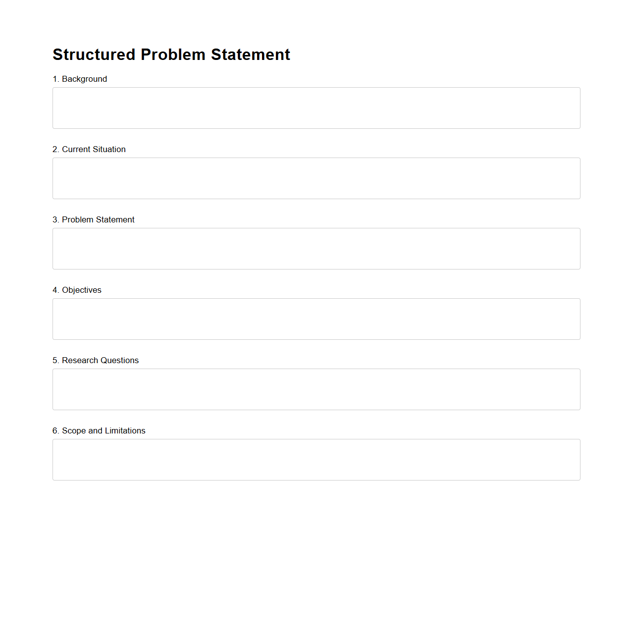 Structured Problem Statement Format for Thesis Writing