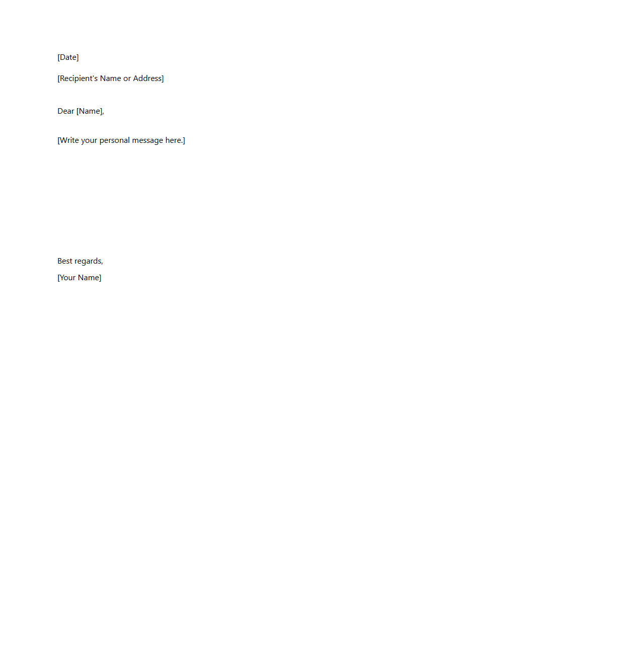 Unstructured Letter Template for Personal Messages