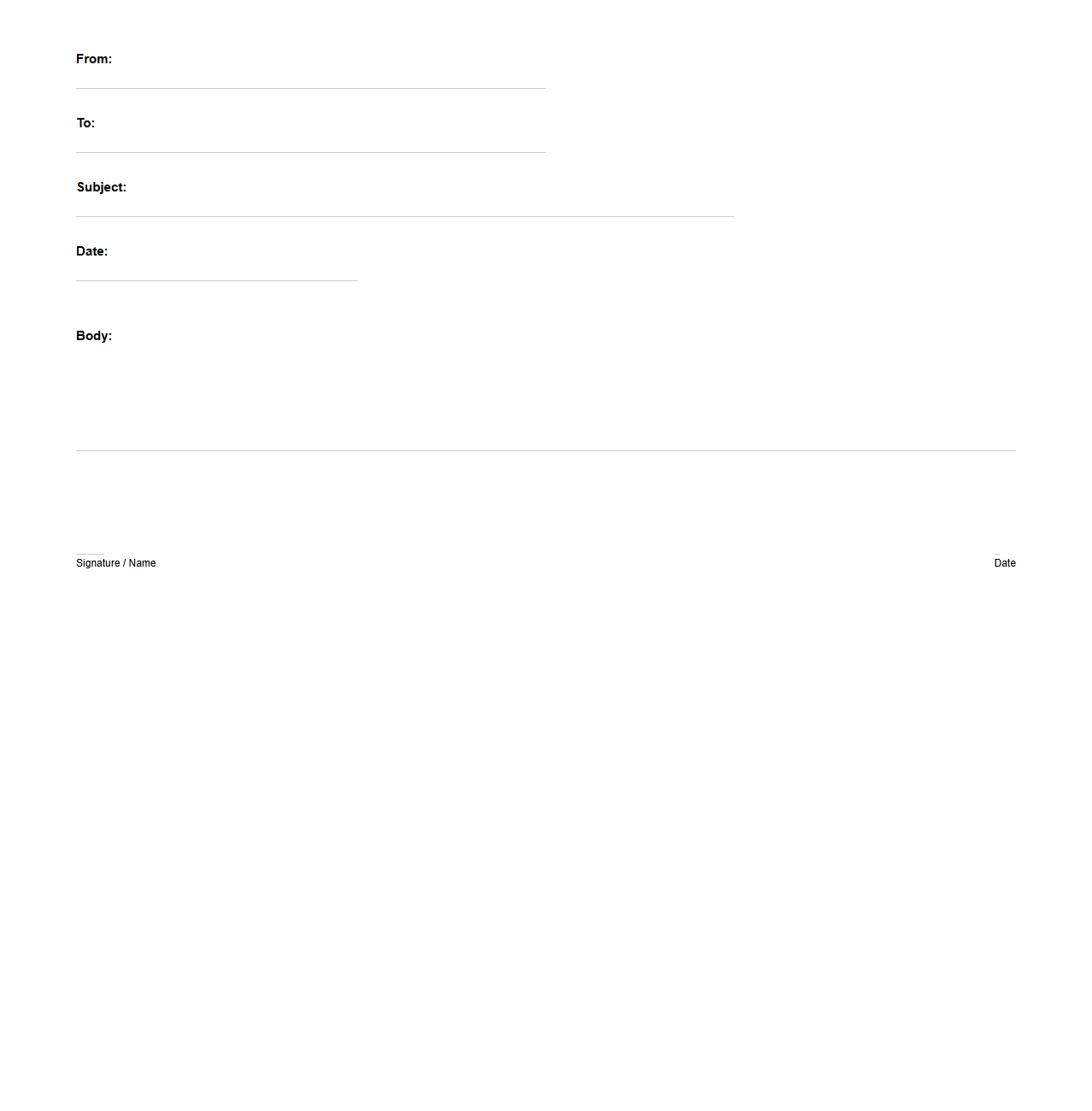 Administrative Request Letter Blank Layout
