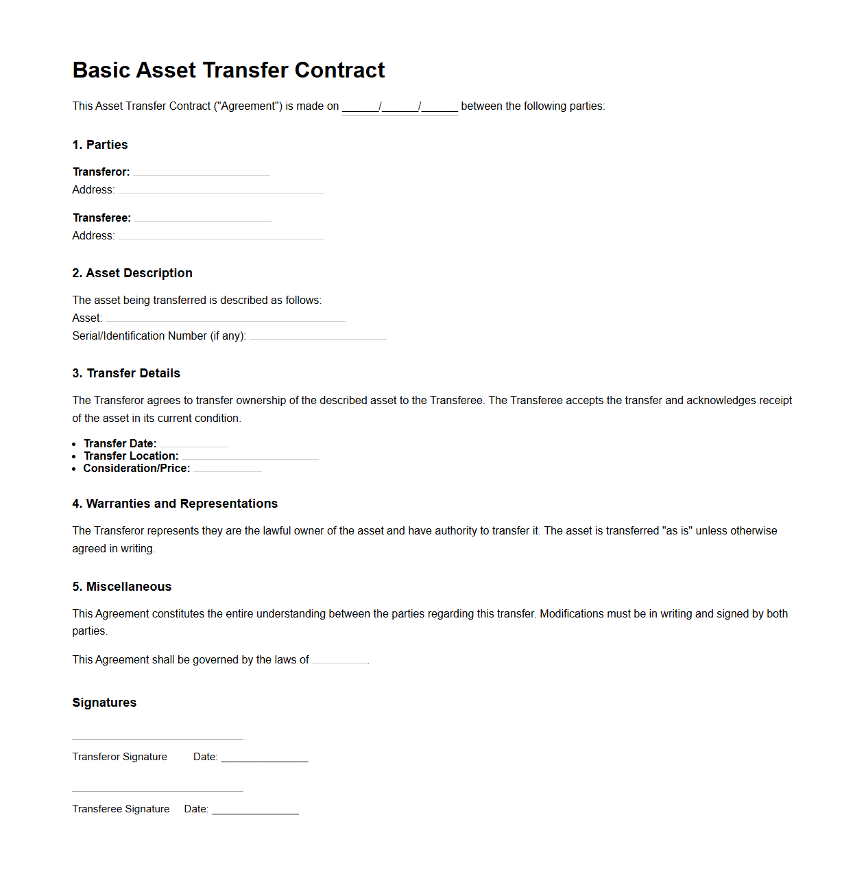 Basic Asset Transfer Contract Sample