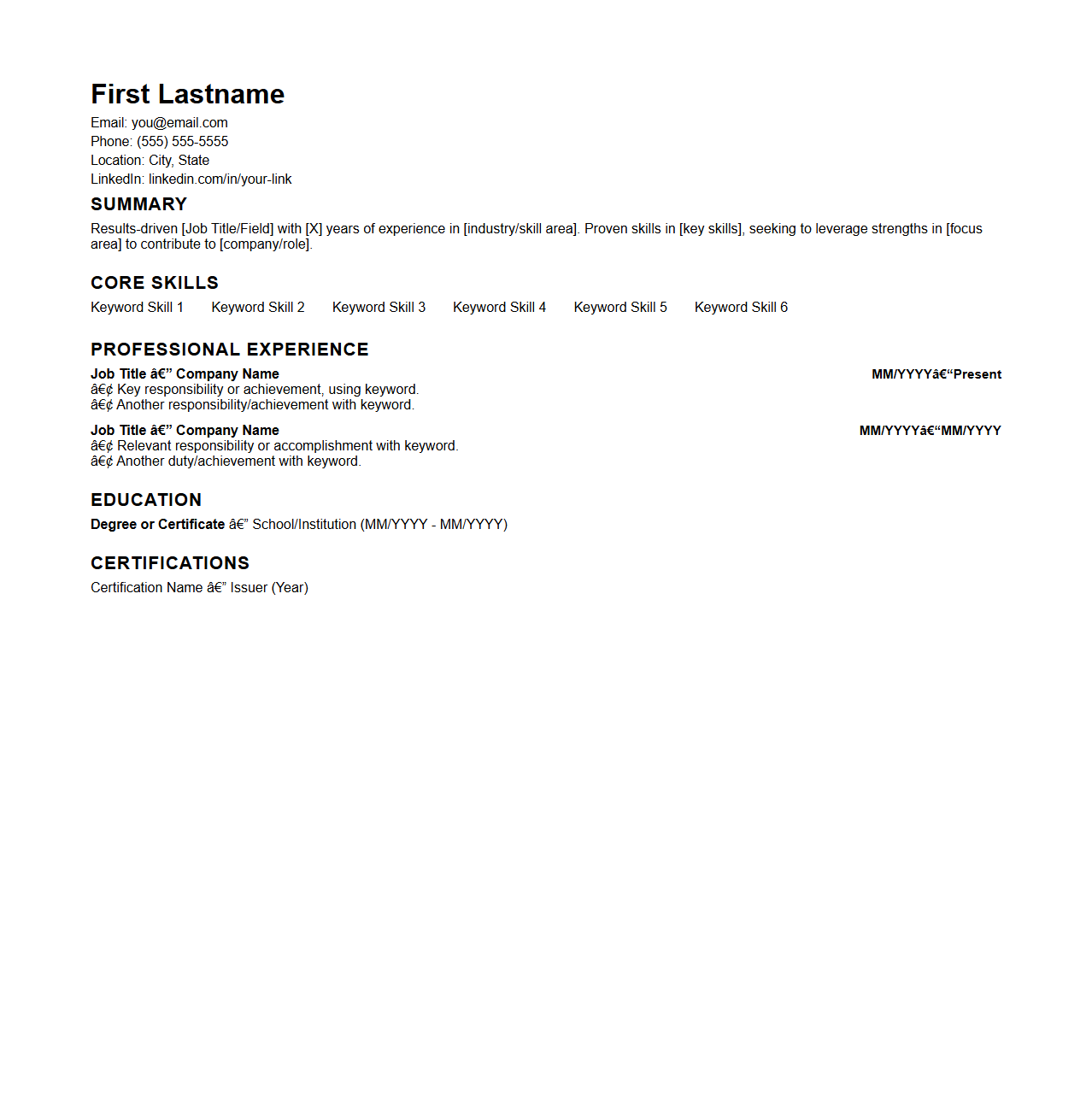 Basic Automated Screening Resume Blueprint