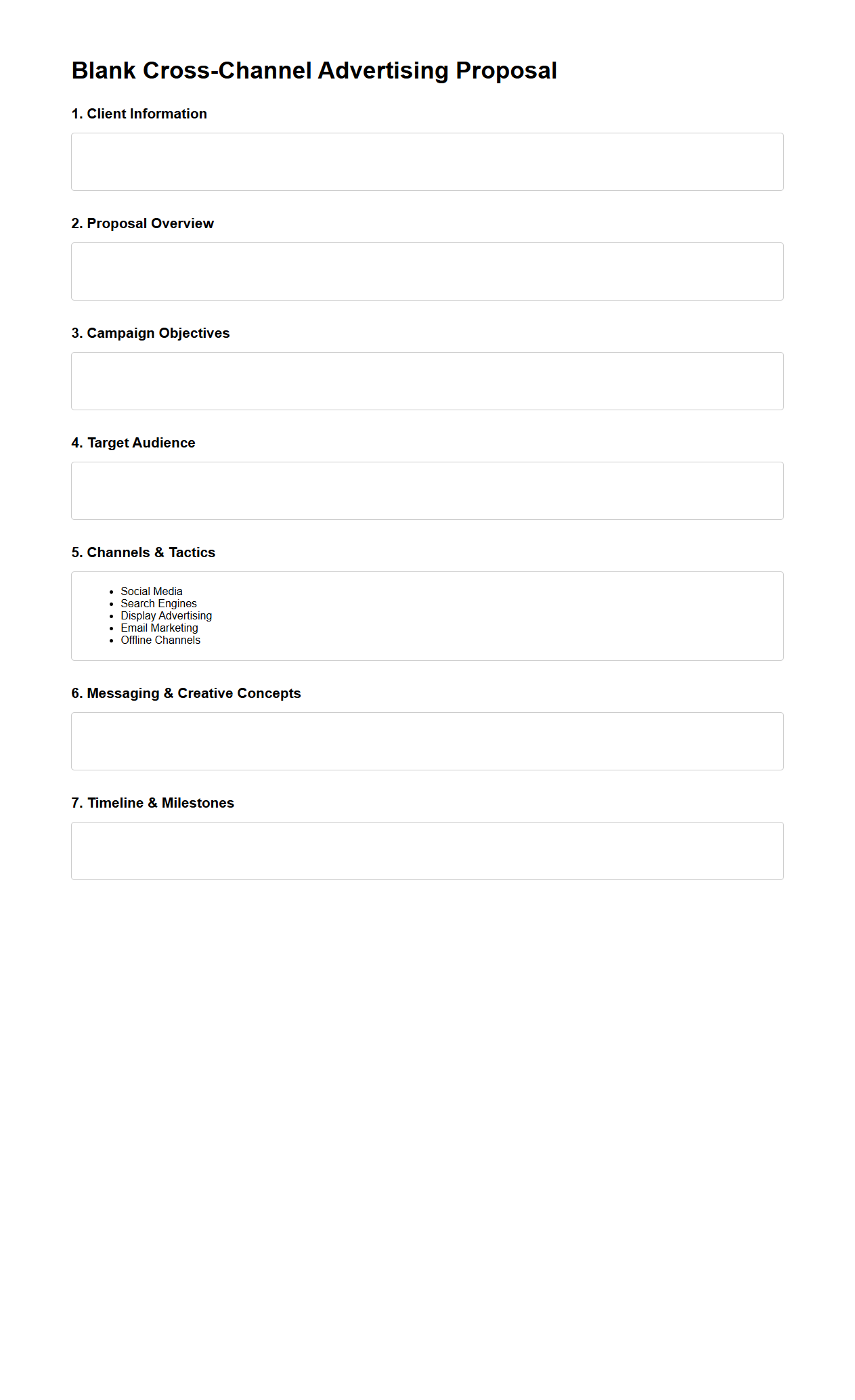 Blank Cross-Channel Advertising Proposal Template