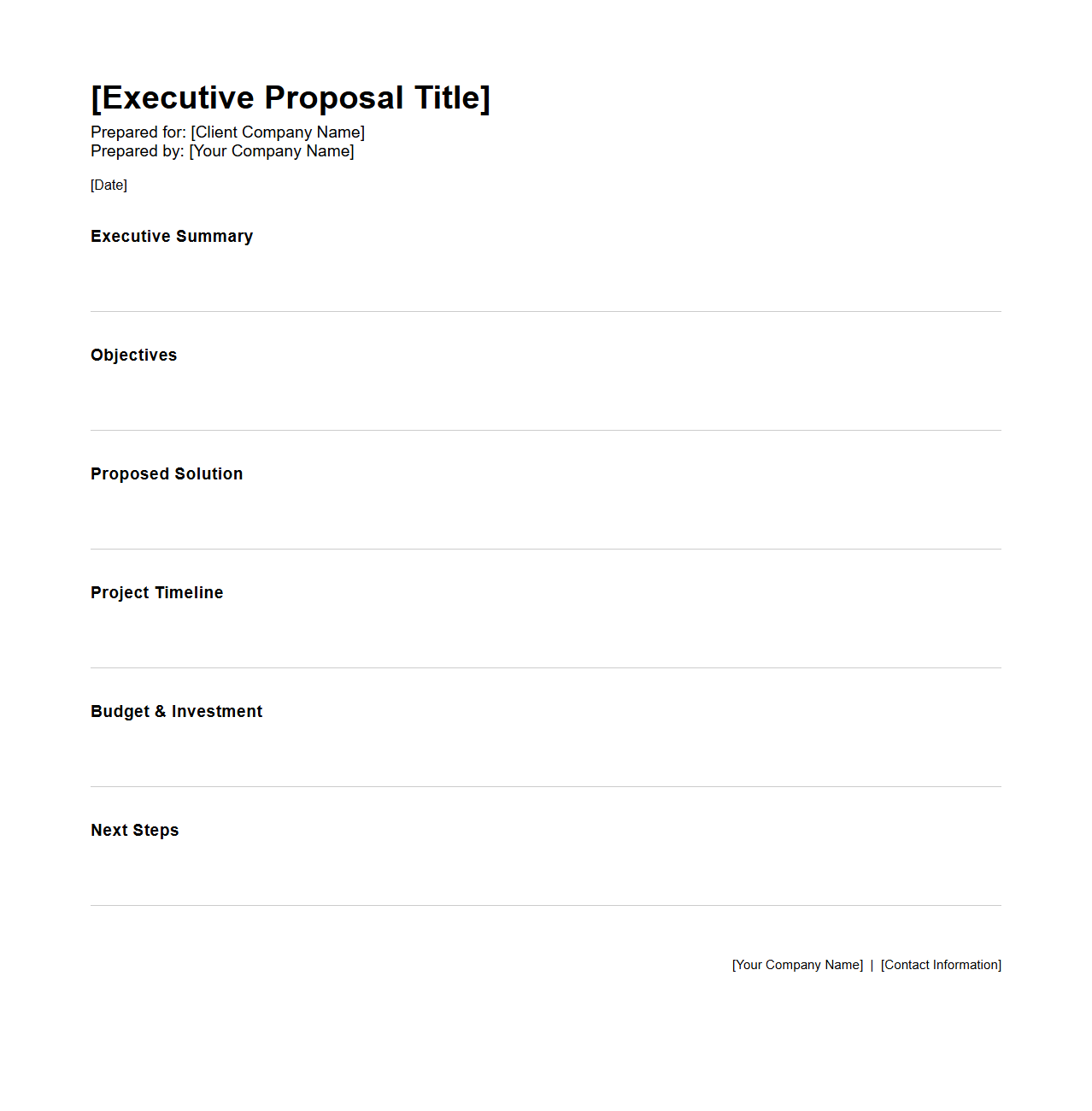 Blank Executive Proposal Layout for Clients