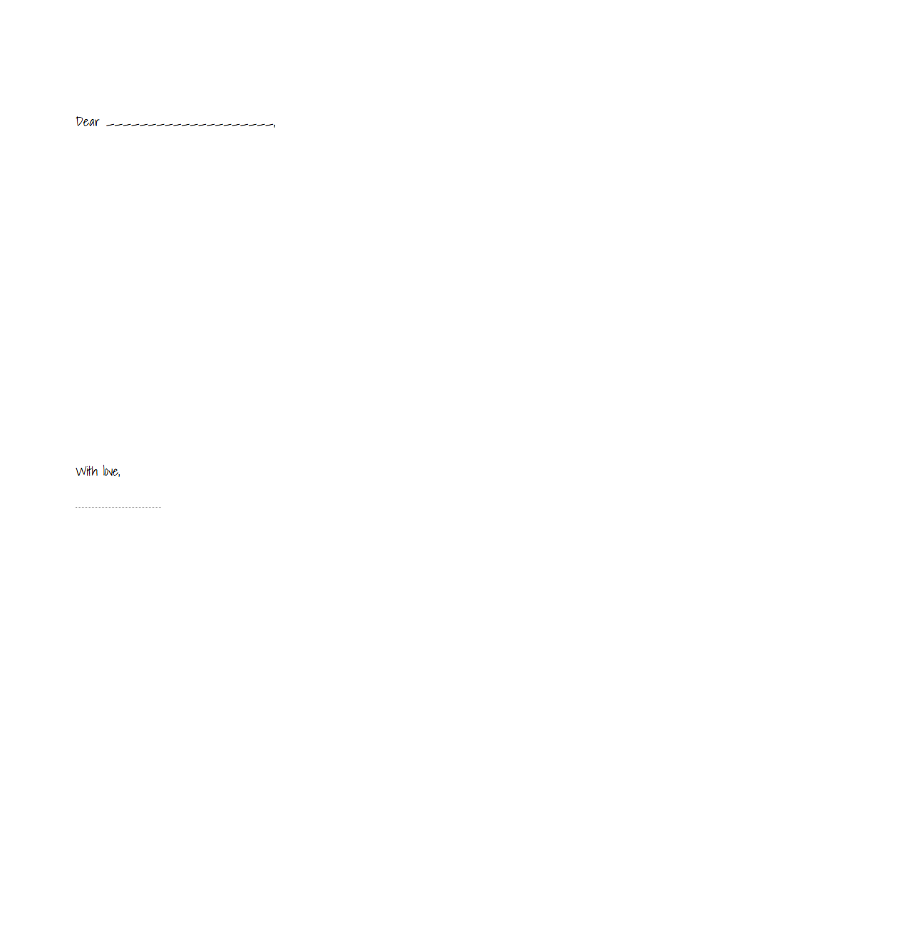 Blank Handwritten-Style Letter Template for Informal Messages