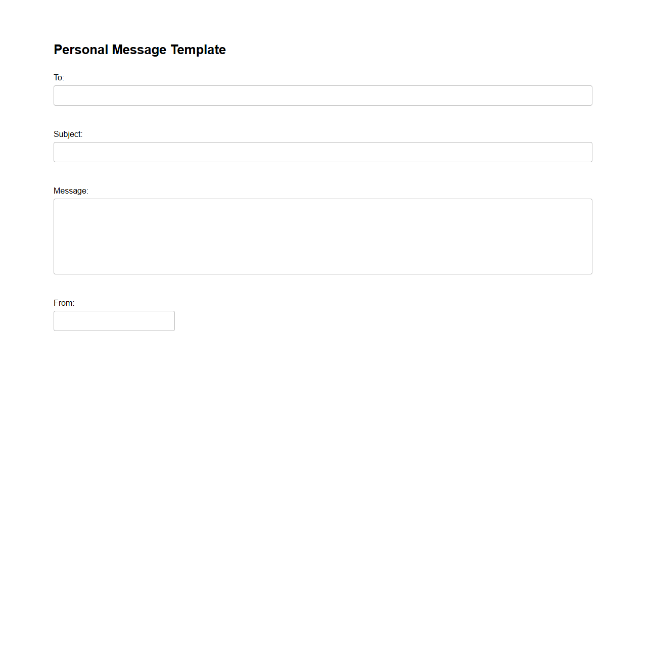 Blank Personal Message Template