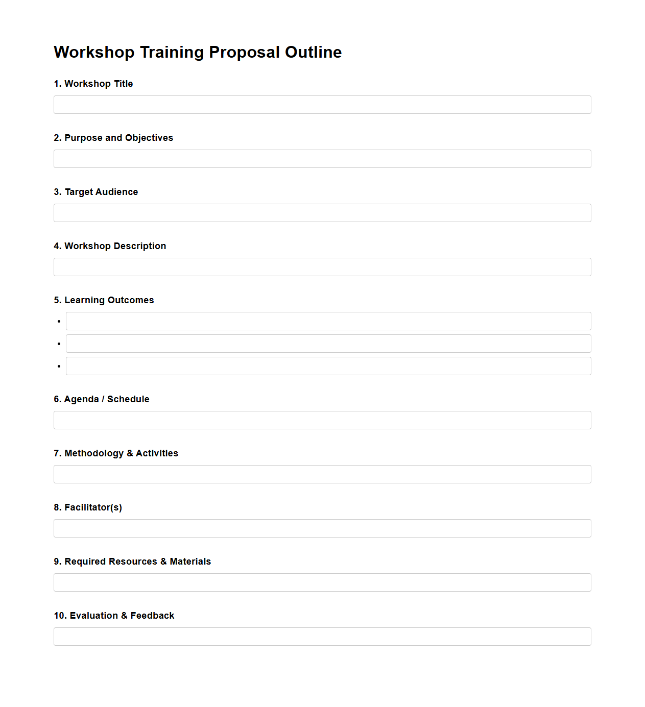 Blank Workshop Training Proposal Outline