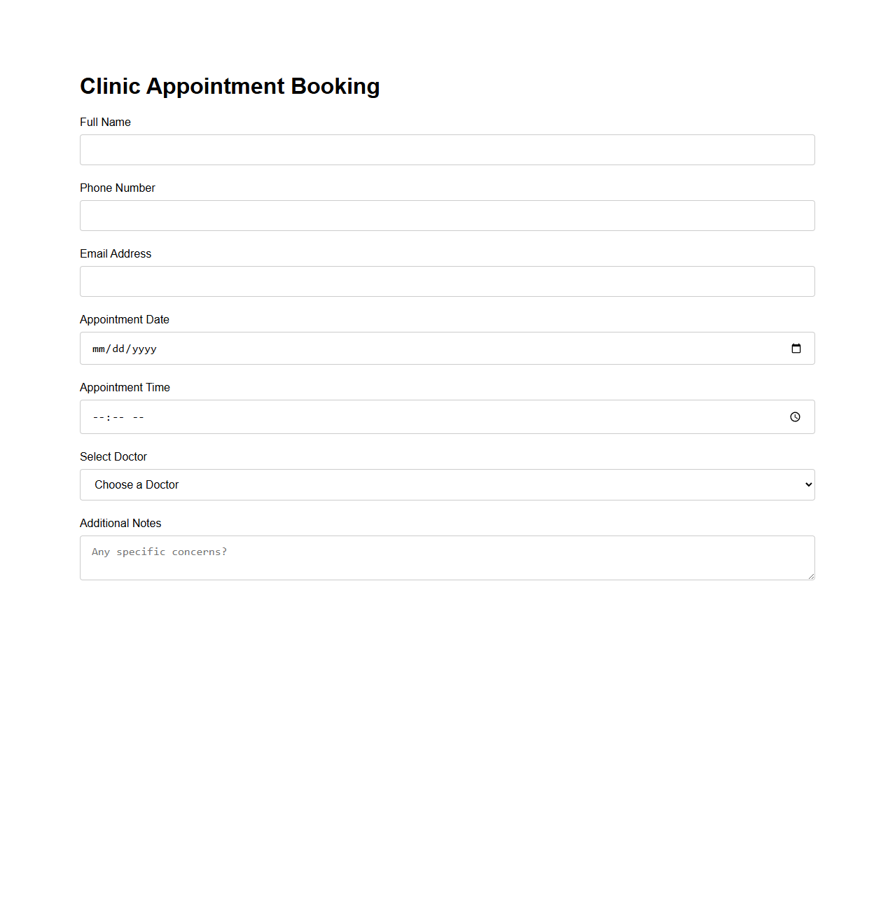 Clinic Appointment Booking Template
