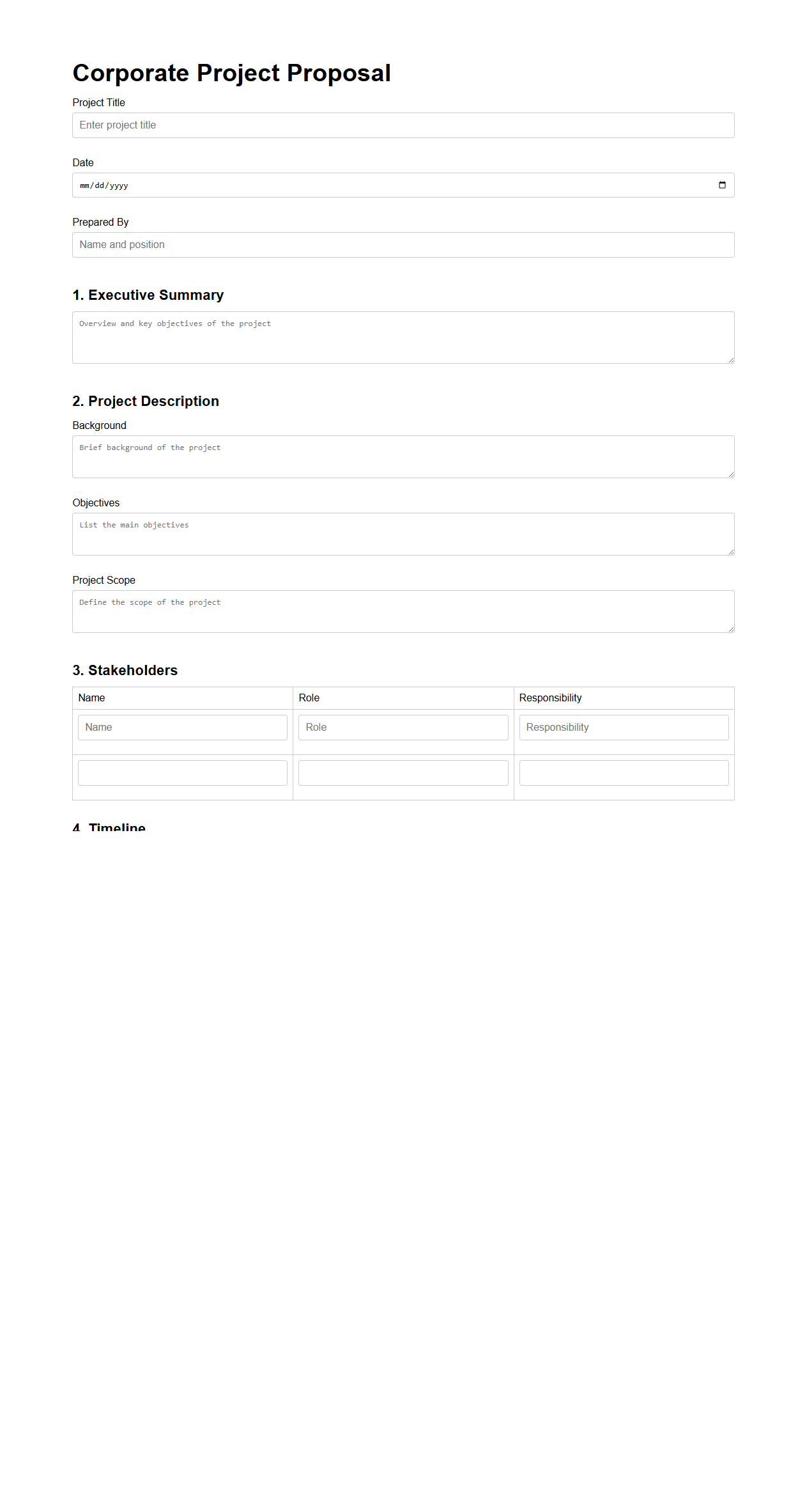 Corporate Project Proposal Template