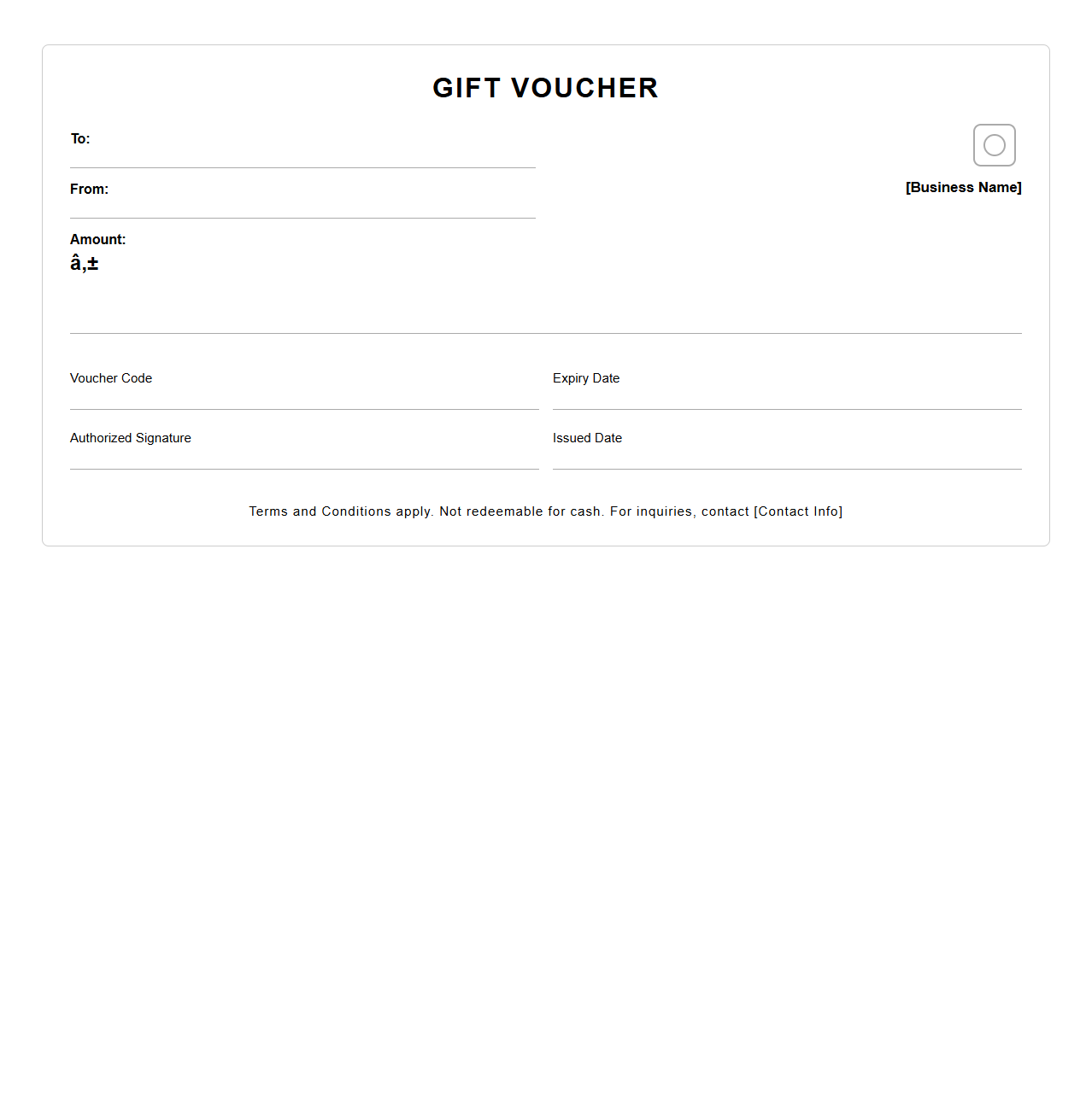 Customizable Gift Voucher Template for Small Business