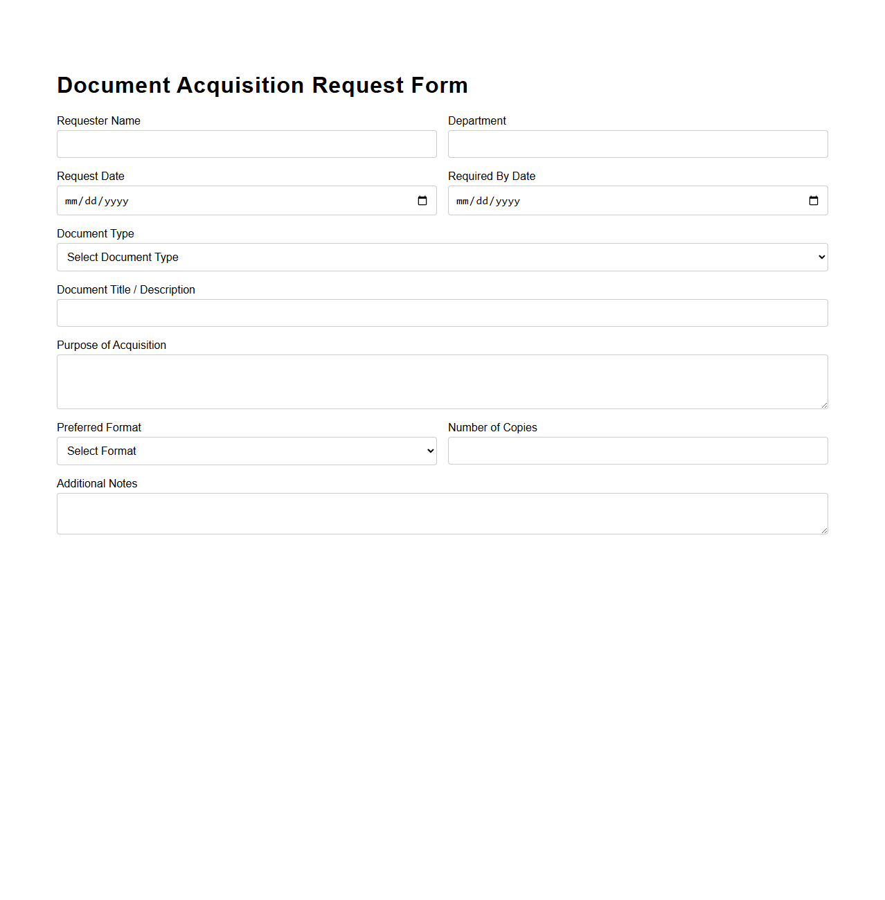 Document Acquisition Request Form Format