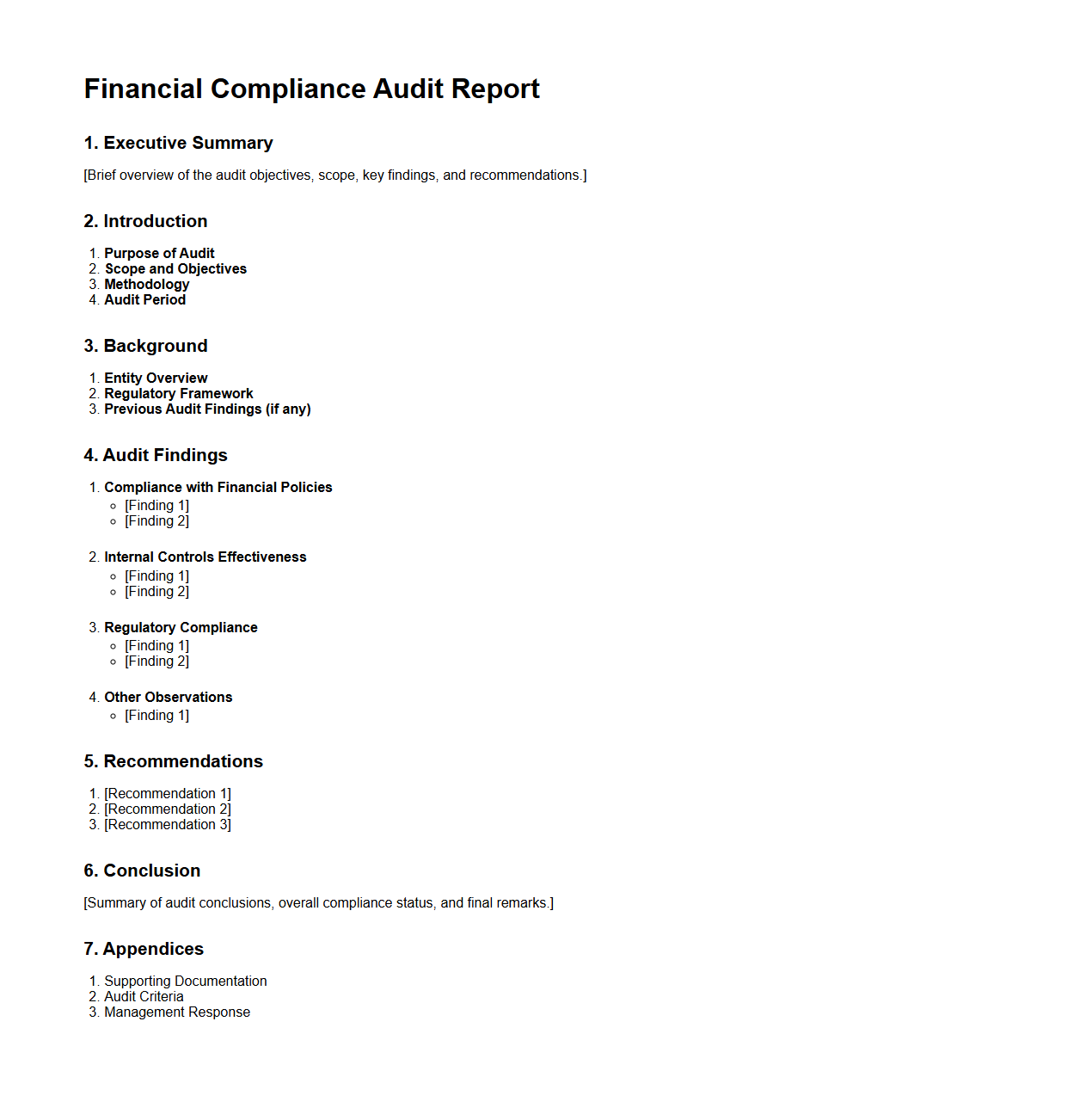 Financial Compliance Audit Report Structure