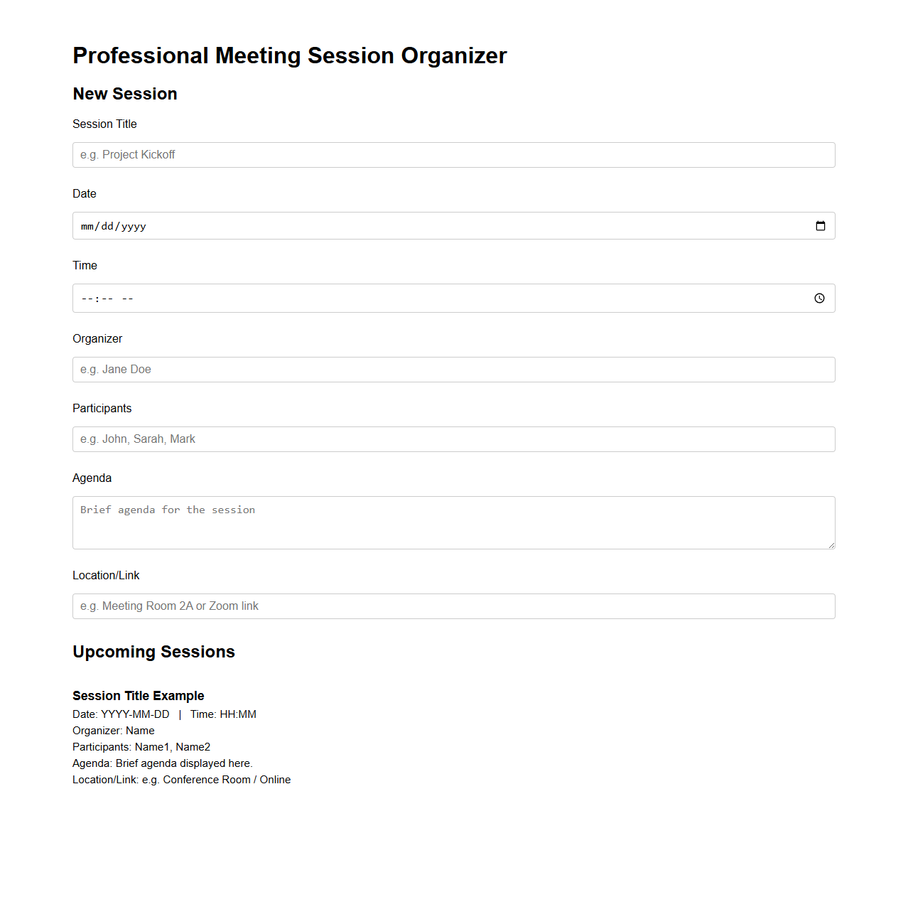 Professional Meeting Session Organizer