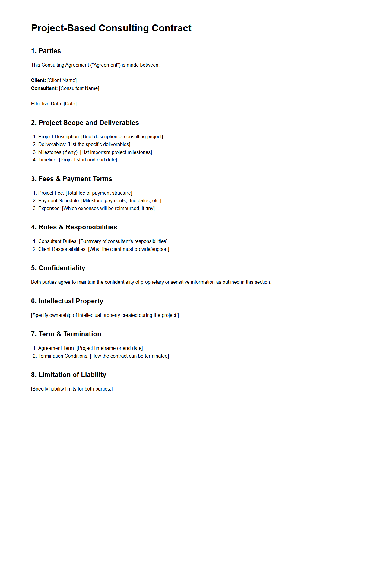 Project-Based Consulting Contract Structure