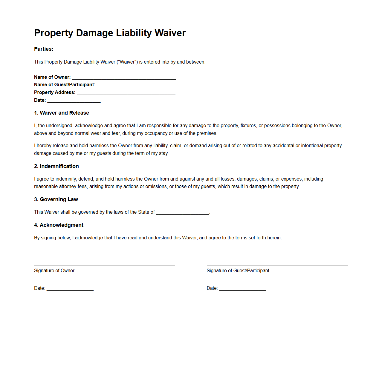 Property Damage Liability Waiver