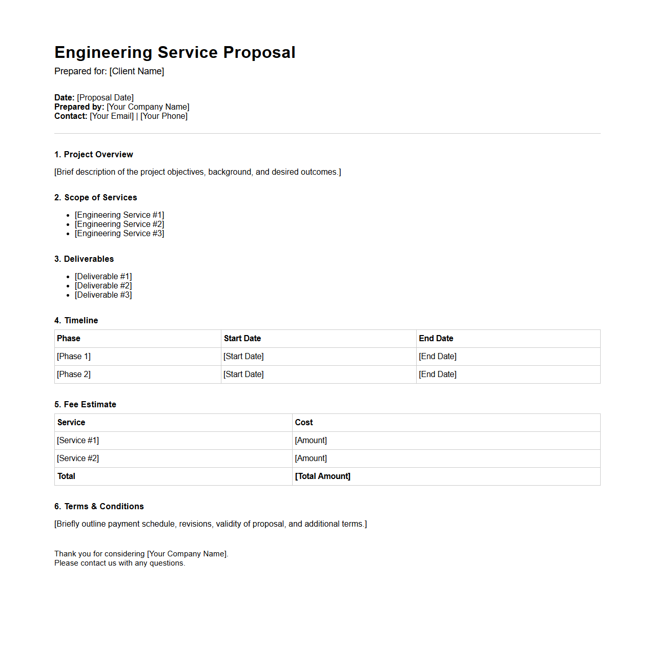 Simple Engineering Service Proposal Template