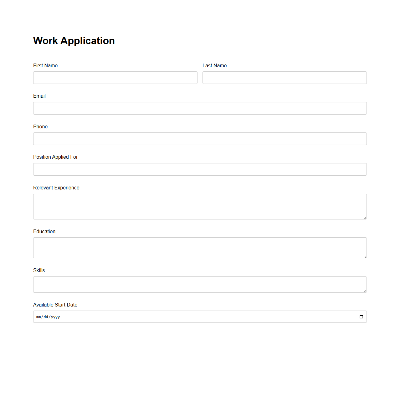 Simple Work Application Template