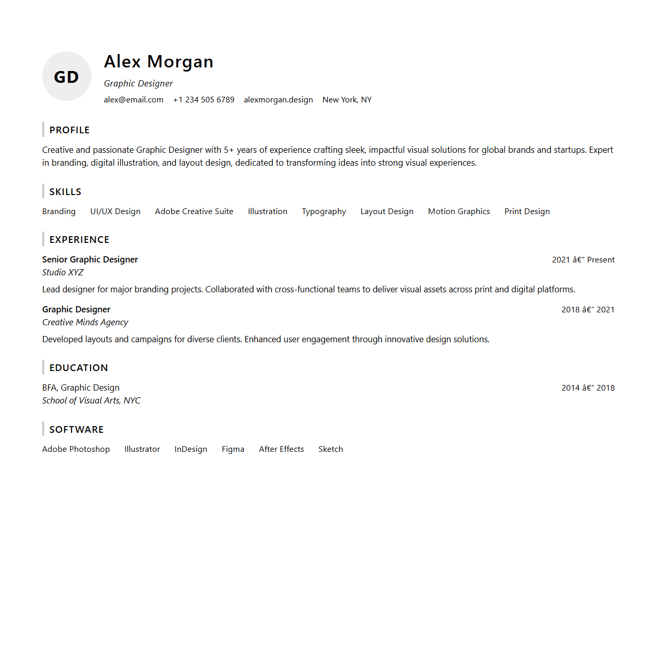 Sleek Graphic Designer CV Template