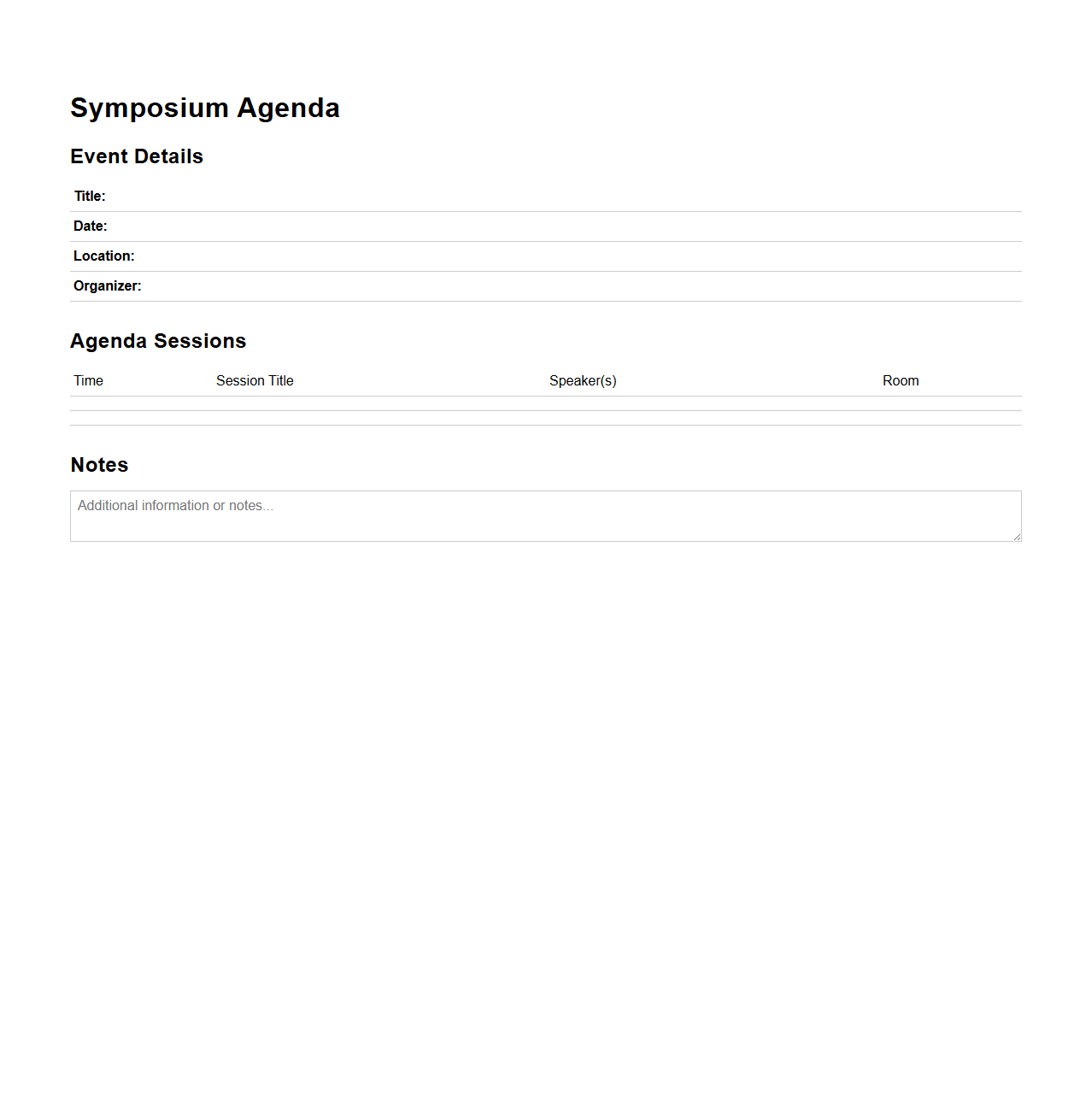 Symposium Agenda Organization Template
