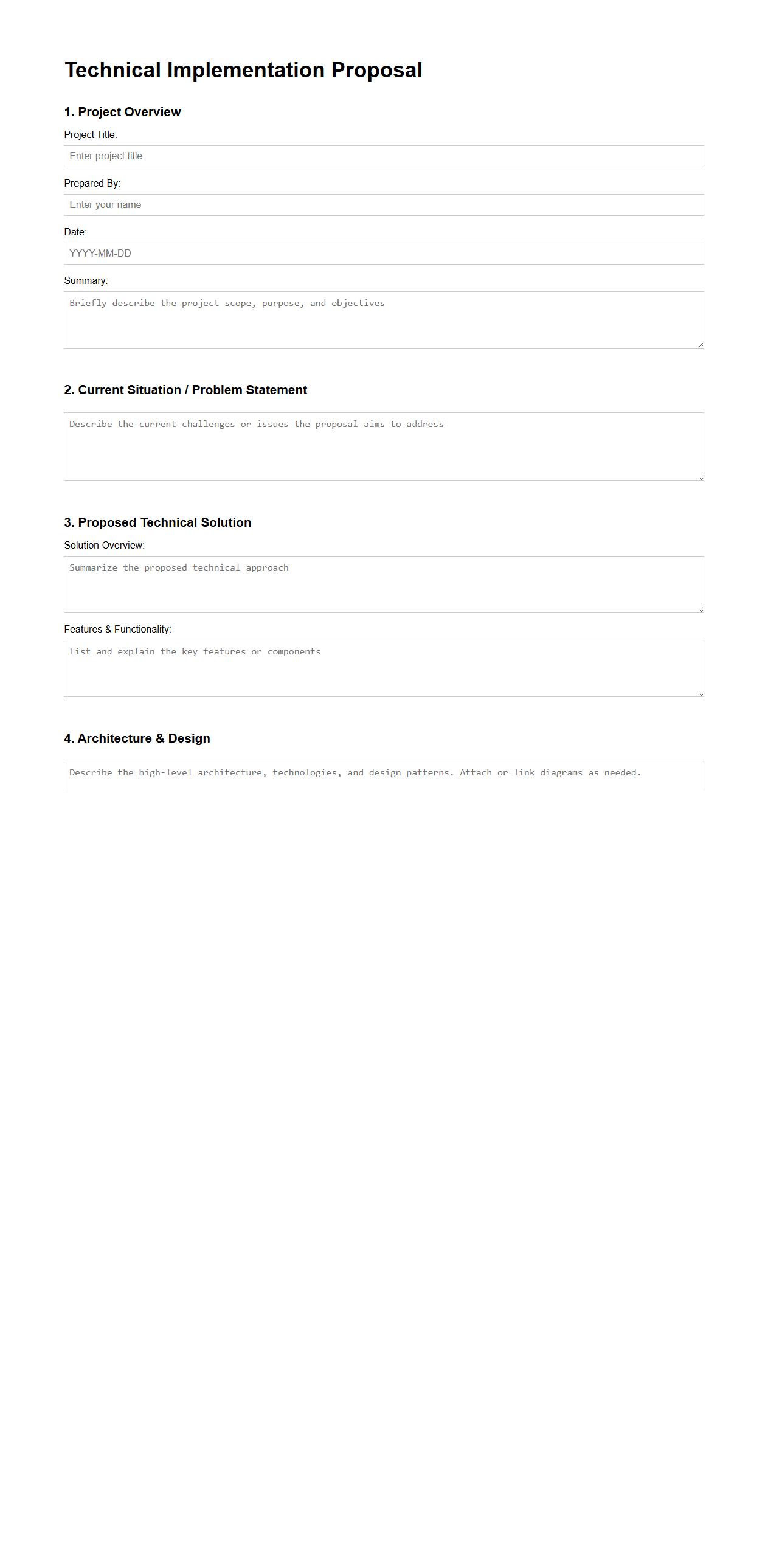 Technical Implementation Proposal Template for Engineers