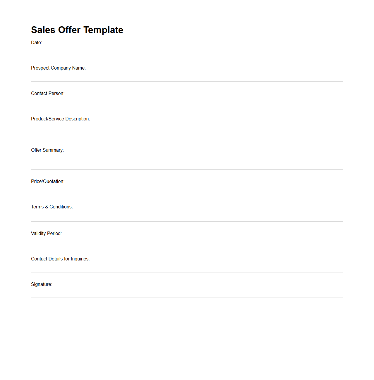 Undetailed Sales Offer Template for Prospects