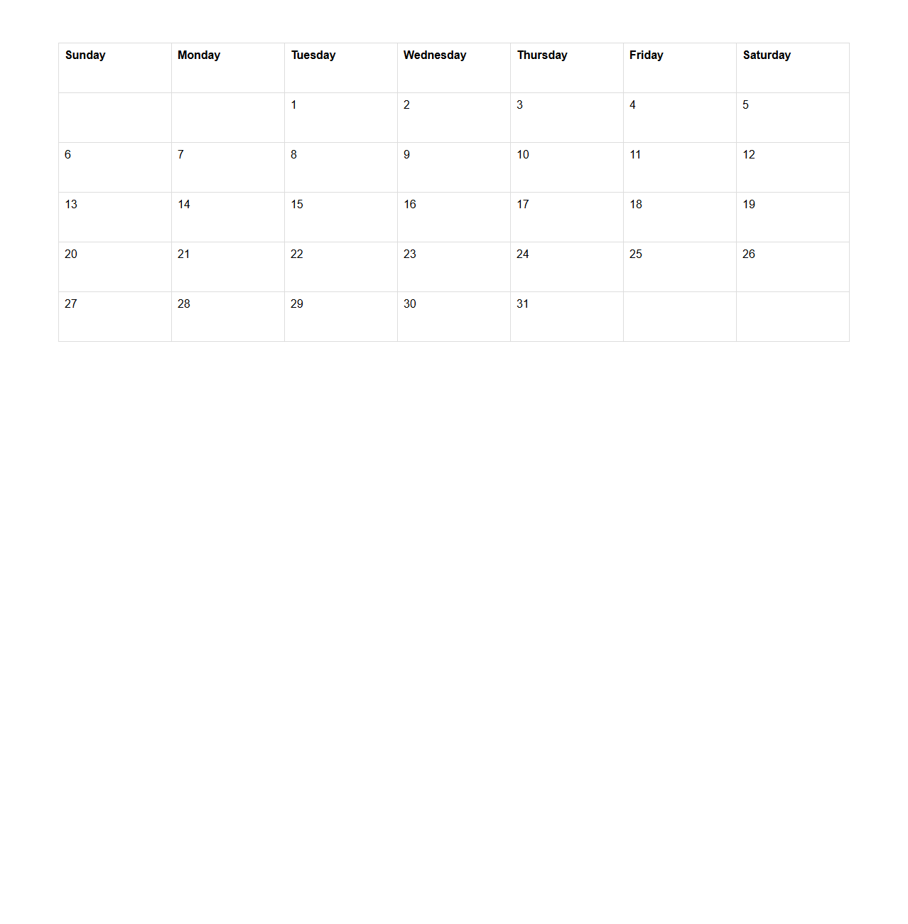 Basic Month-at-a-Glance Chart