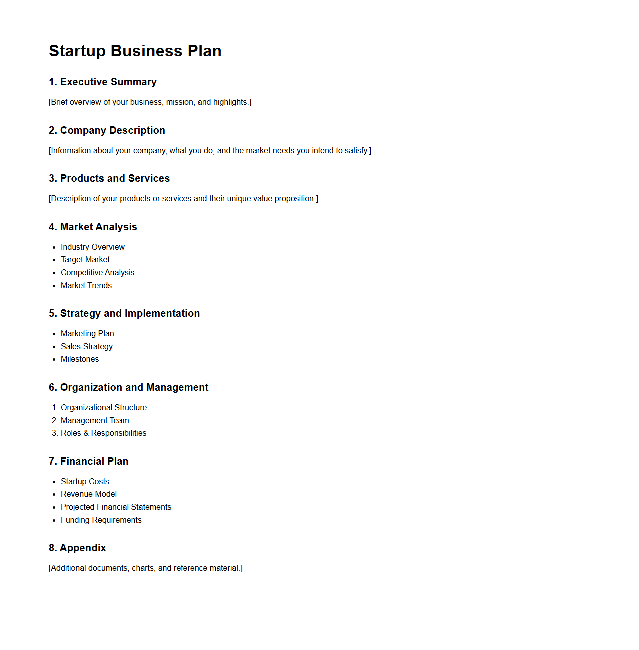Basic Startup Business Plan Format