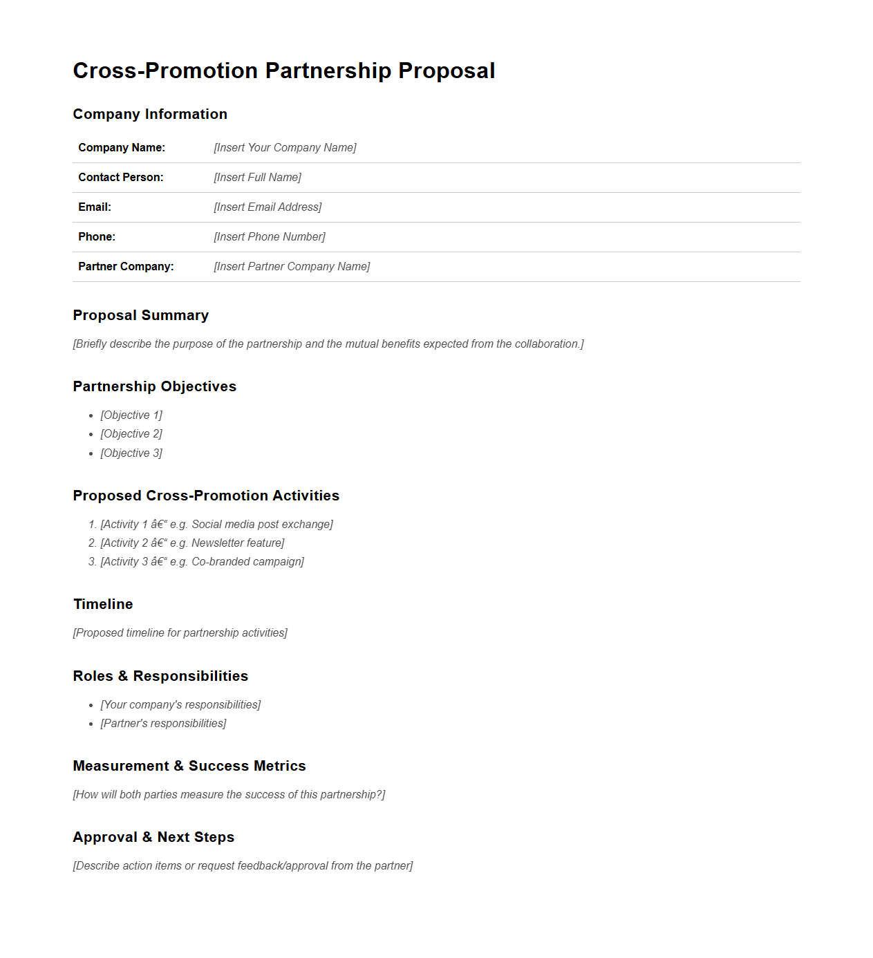 Blank Cross-Promotion Partnership Proposal