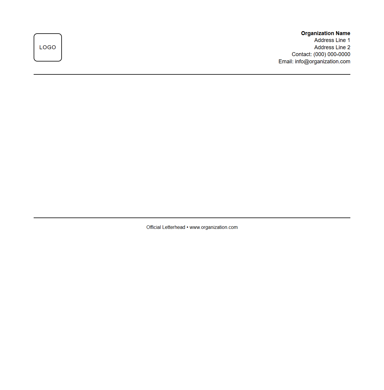 Blank Letterhead Template for Official Purposes