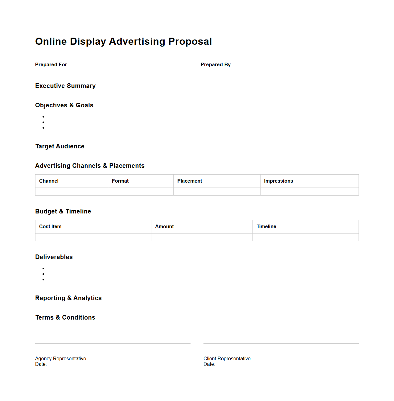 Blank Online Display Advertising Proposal Template