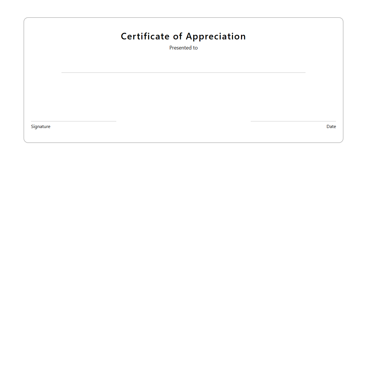 Blank Trainer Appreciation Certificate Template