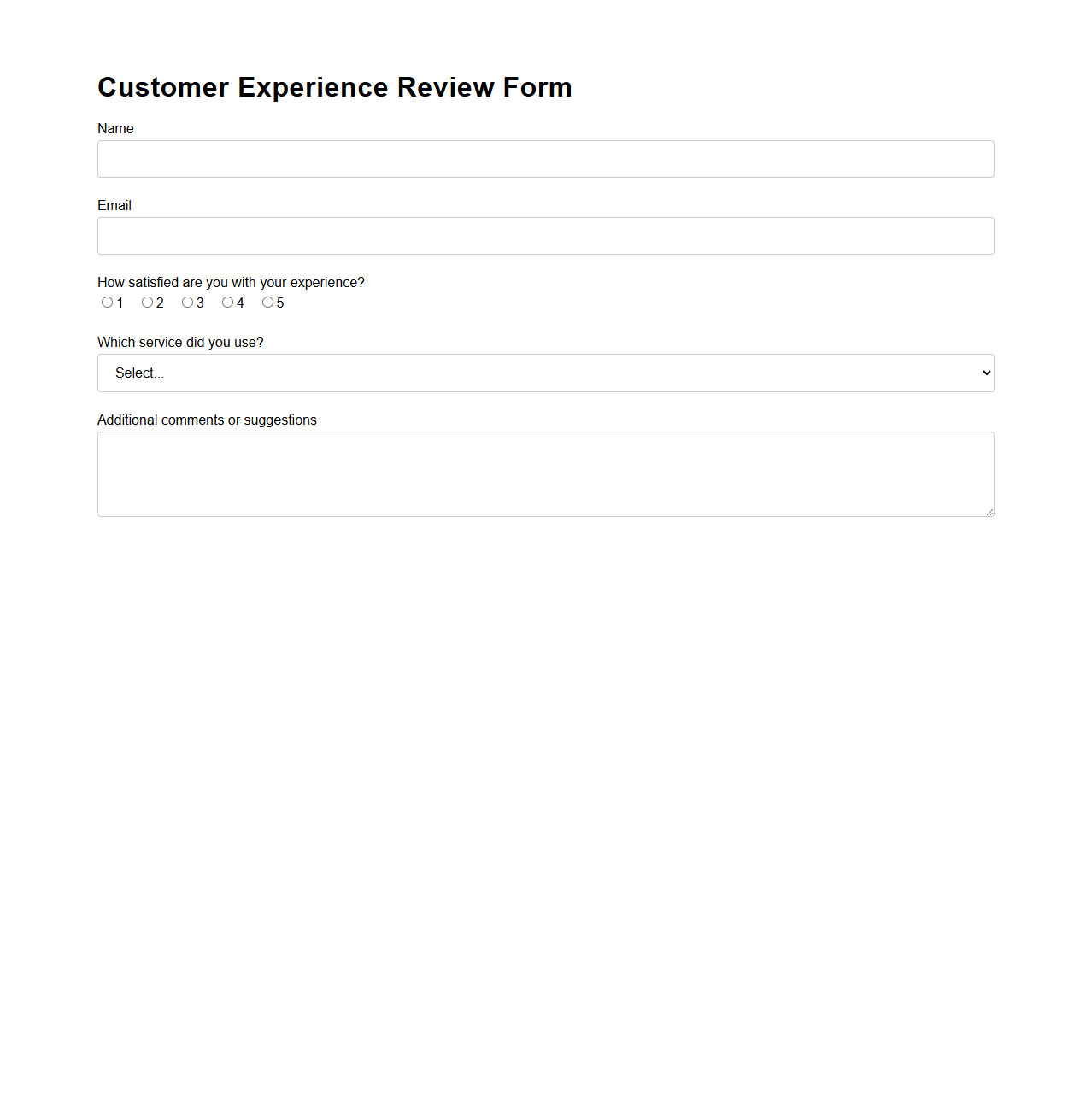 Customer Experience Review Form