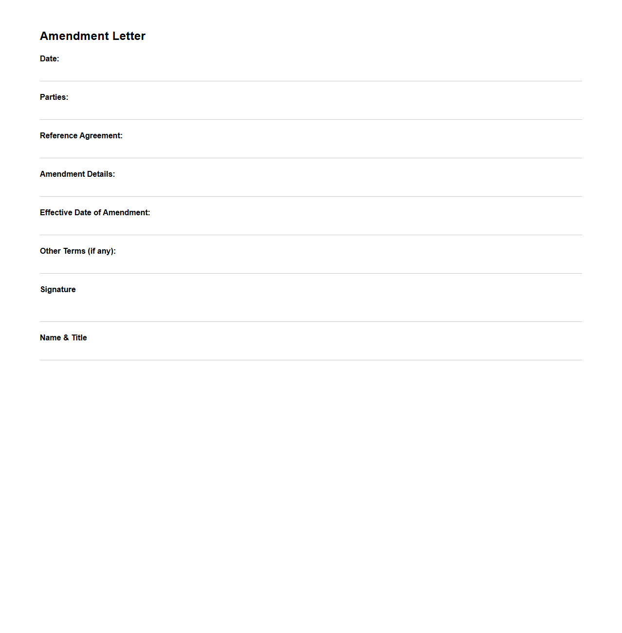 Customizable Amendment Letter Structure