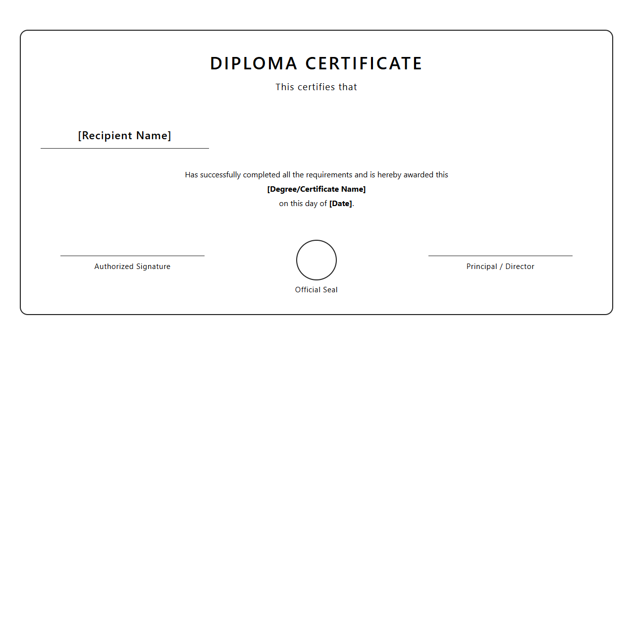 Customizable Graduation Diploma Certificate Design