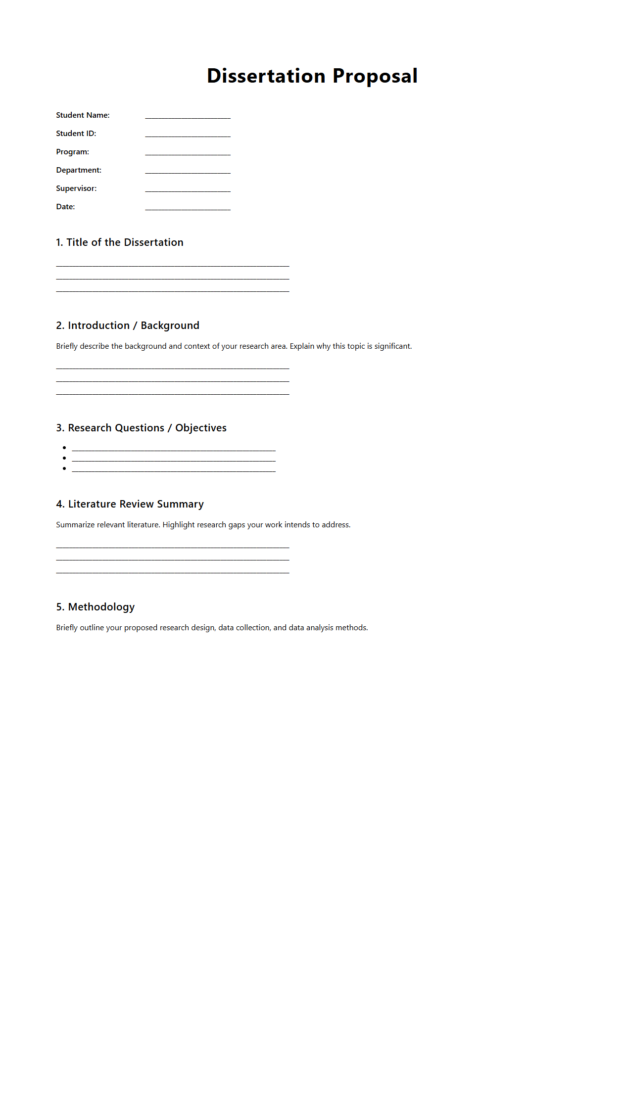 Dissertation Proposal Document Example