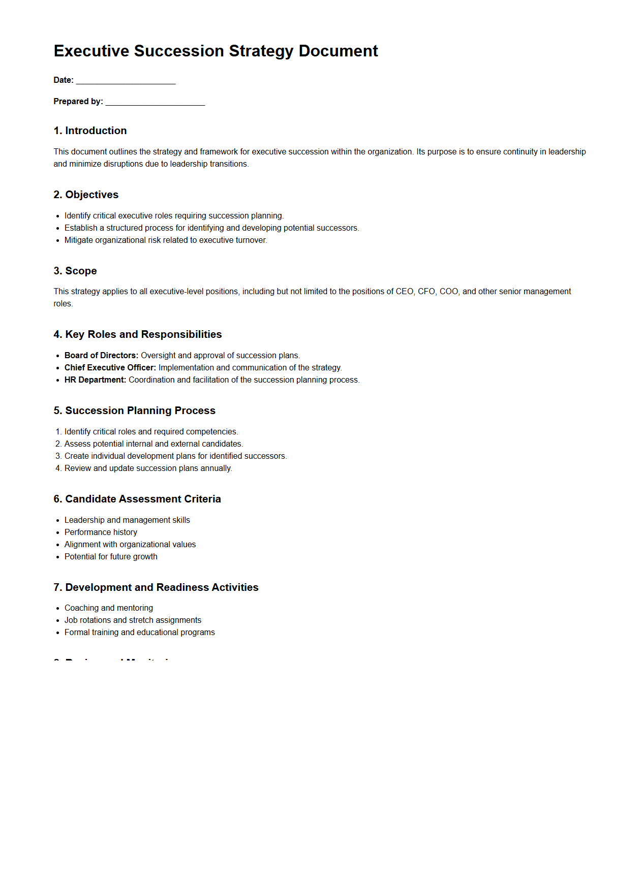 Executive Succession Strategy Document