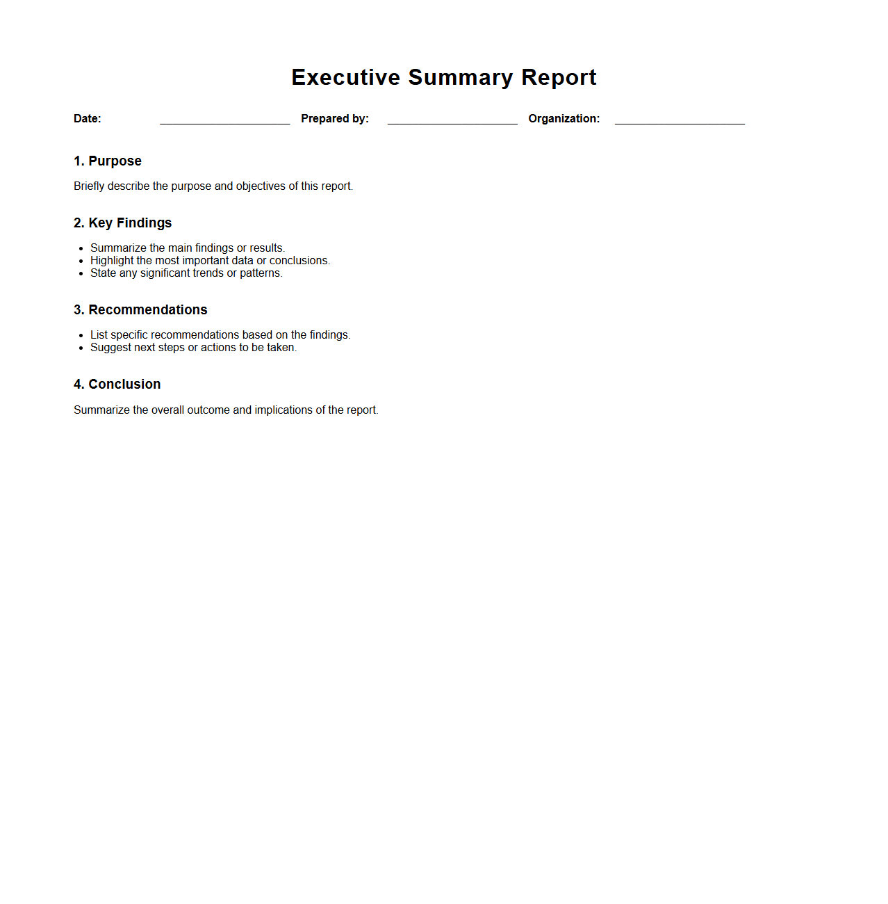 Executive Summary Report Template