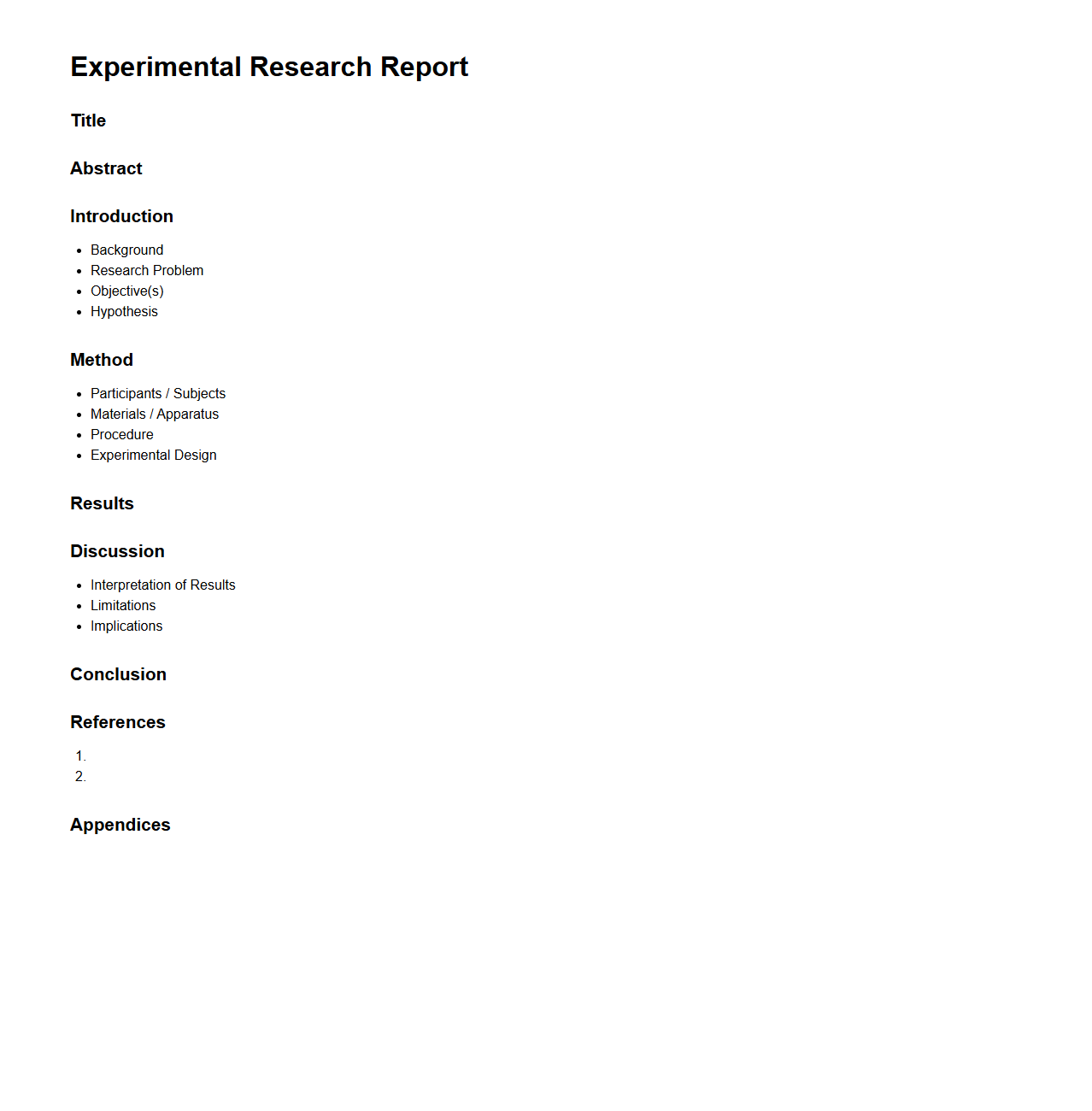 Experimental Research Report Structure