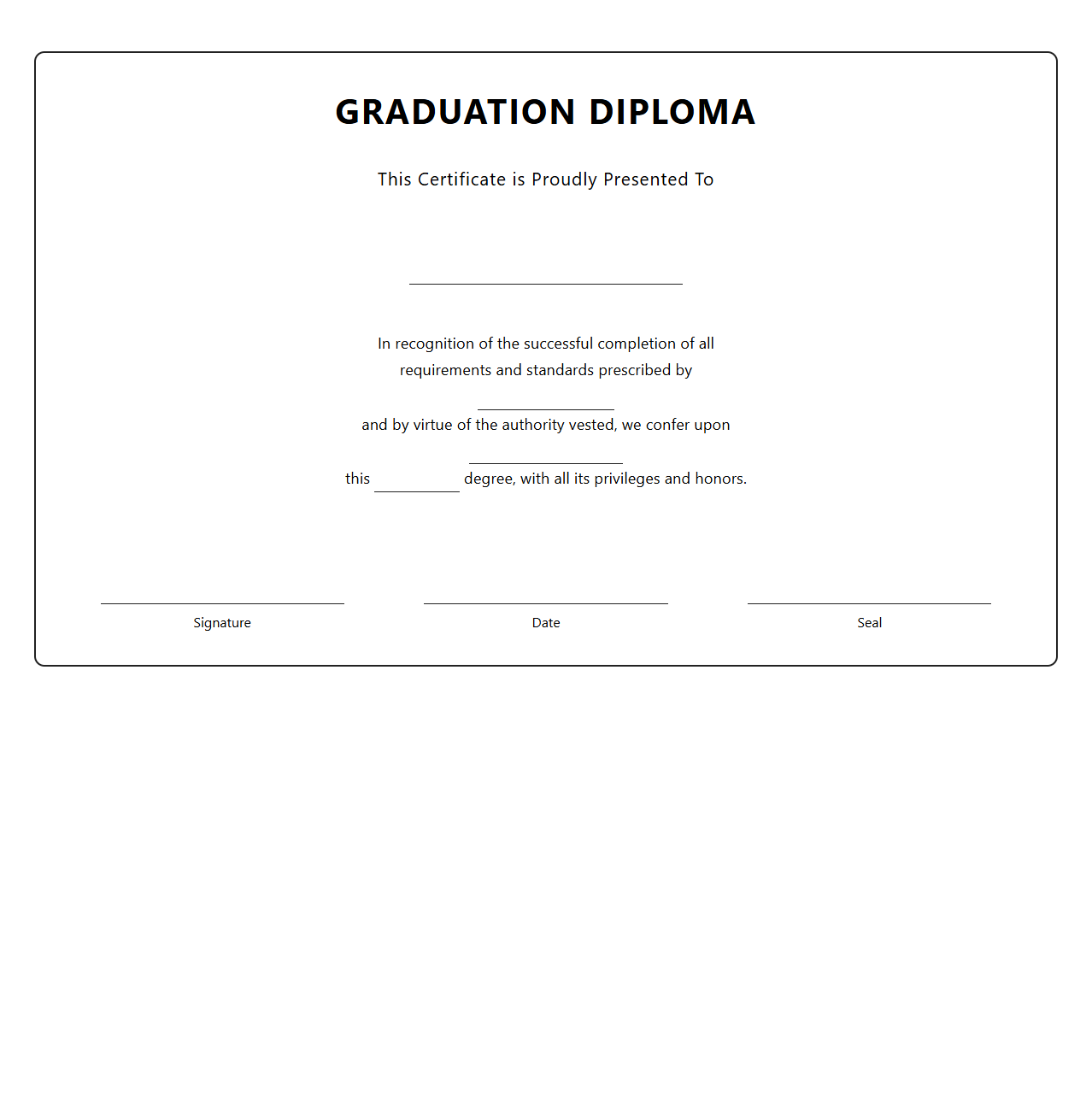 Graduation Diploma Certificate Template