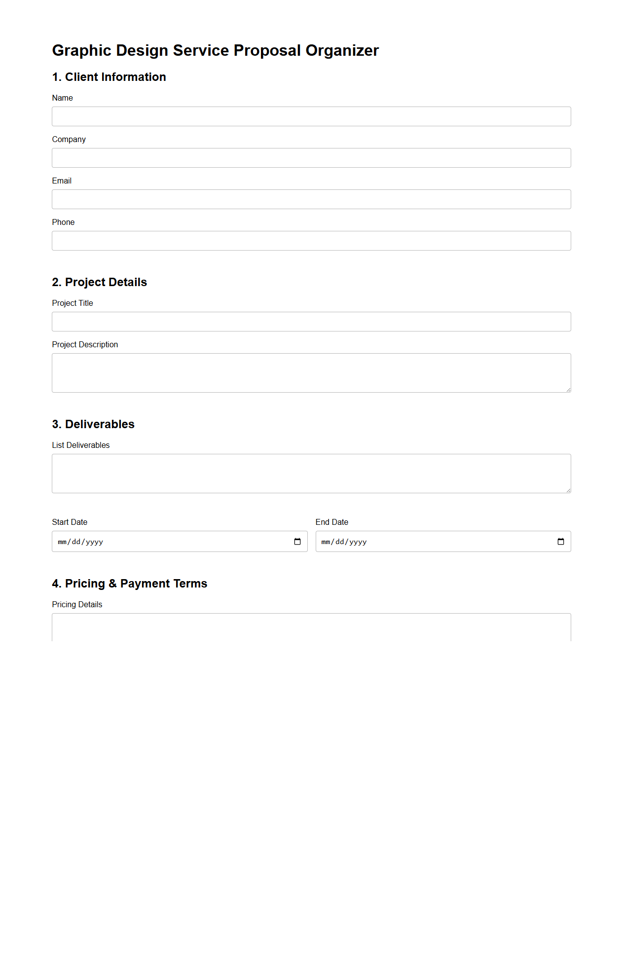 Graphic Design Service Proposal Organizer