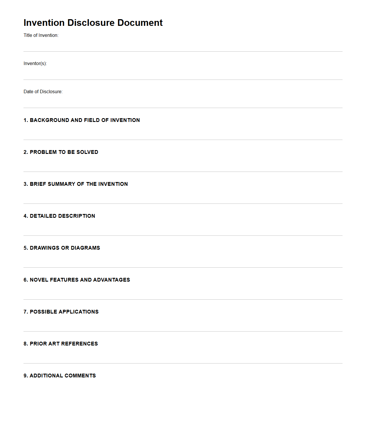 Invention Disclosure Document Template