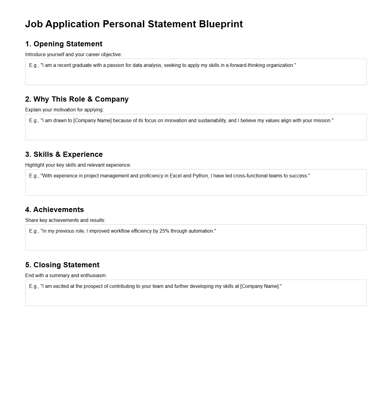 Job Application Personal Statement Blueprint