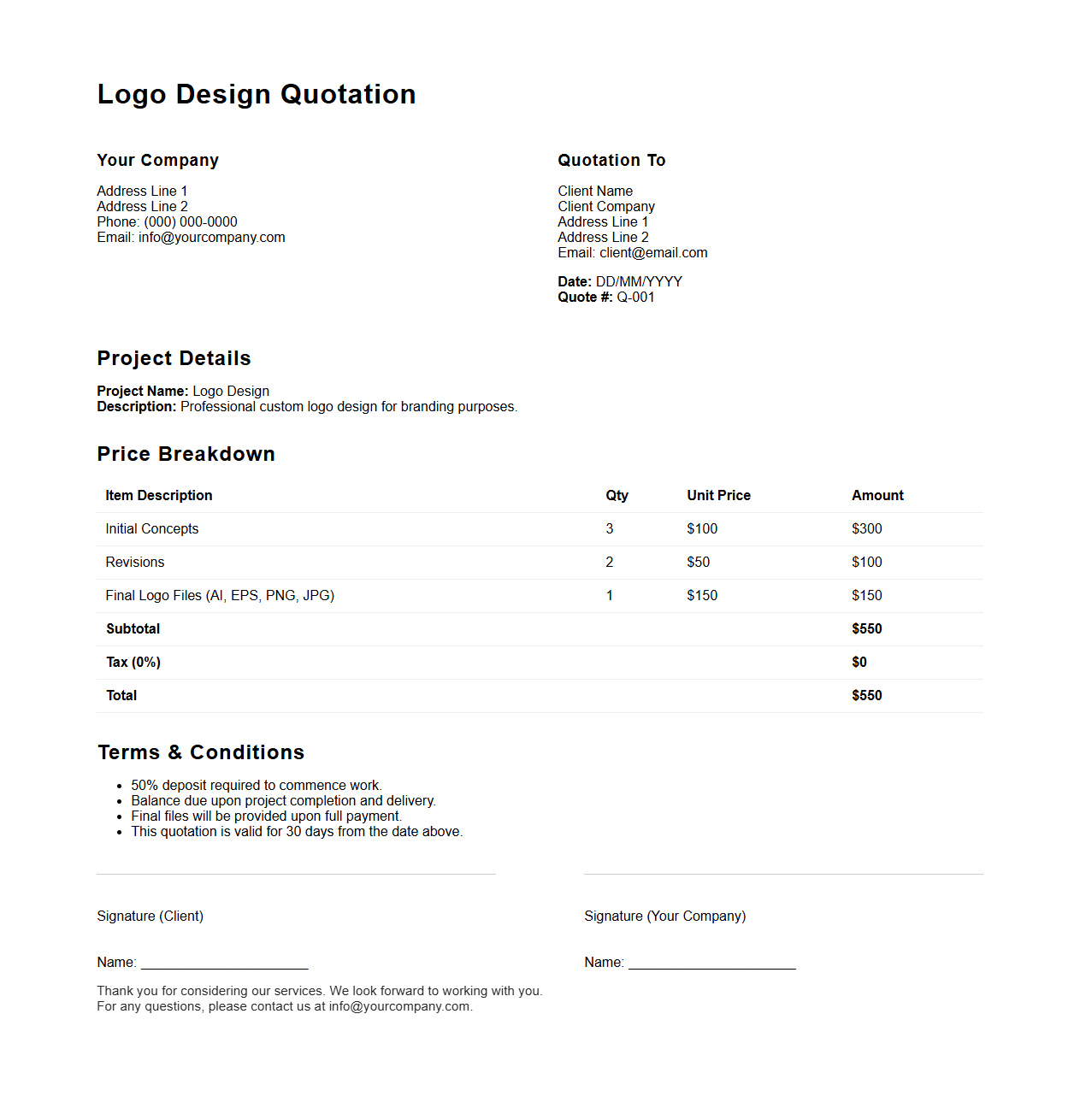 Logo Design Quotation Template