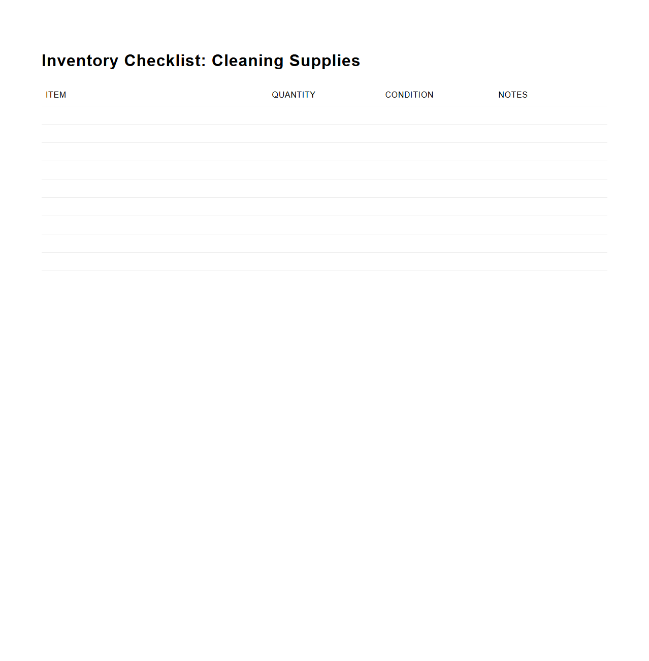 Minimalist Inventory Checklist for Cleaning Supplies