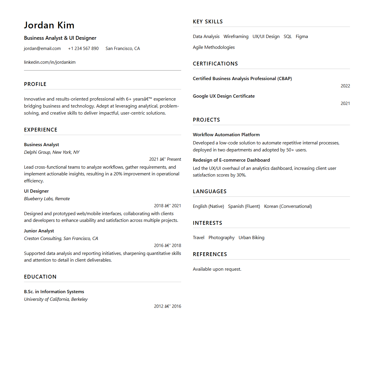Modern Dual-Page Resume Template for Varied Career Paths