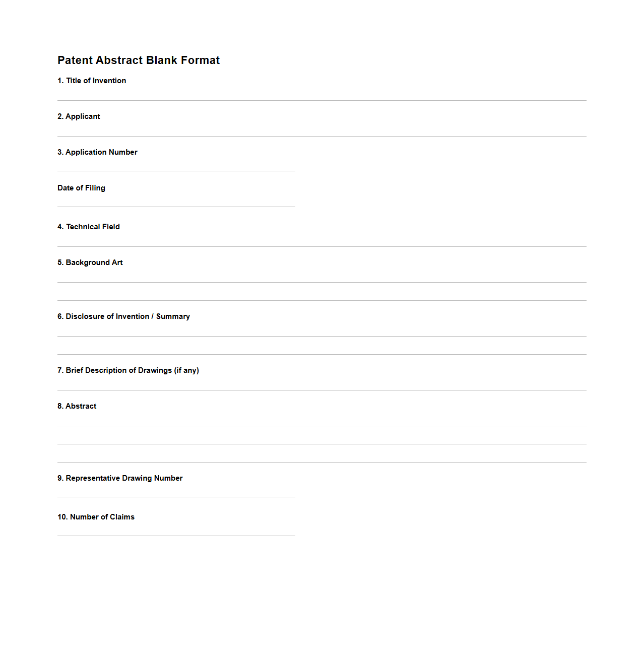 Patent Abstract Blank Format