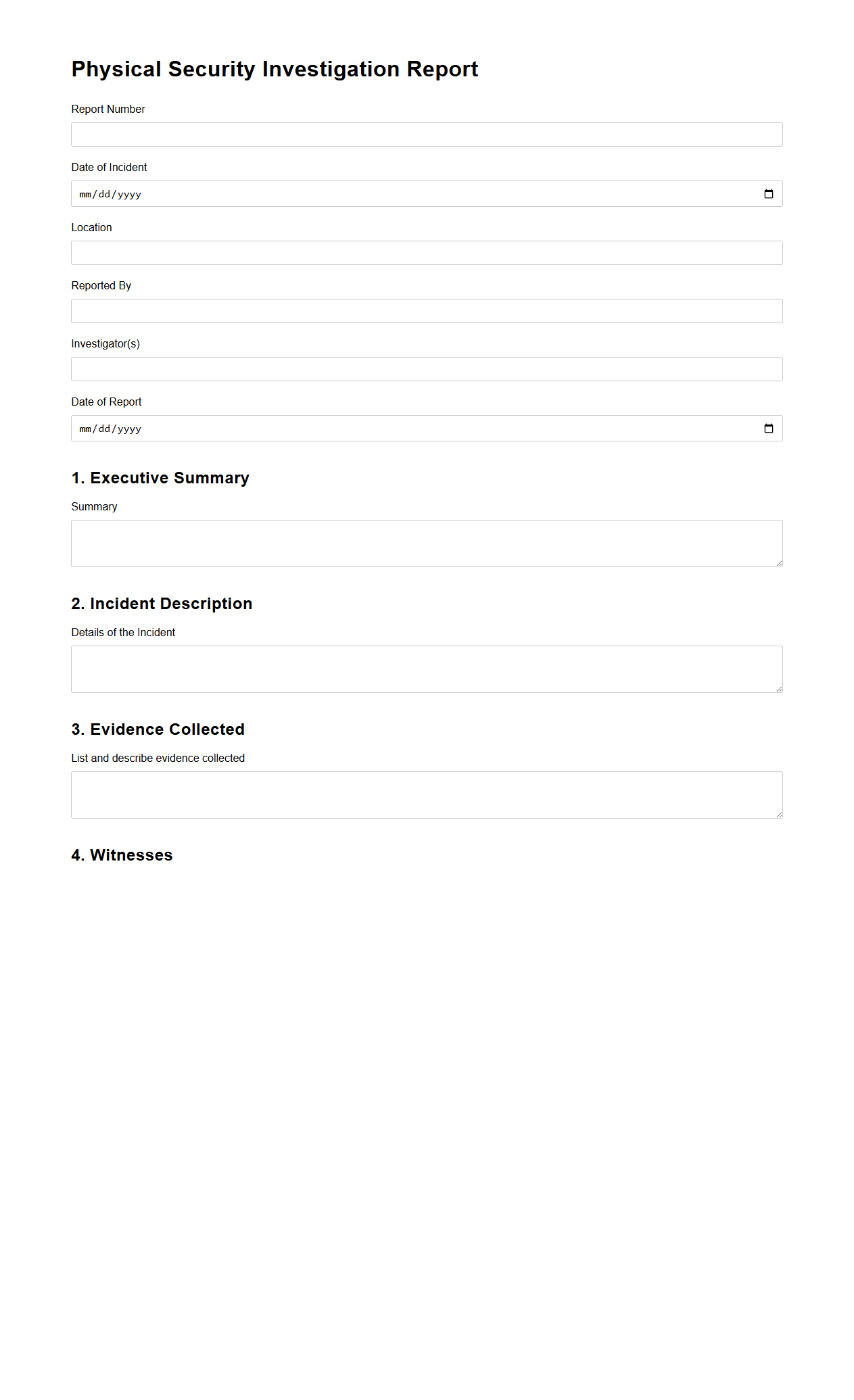 Physical Security Investigation Report Template